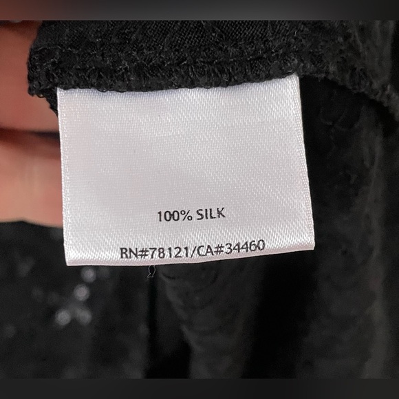 Eileen Fisher Black Sequin Silk Blend Sleeveless Shift Short Dress Medium - Picture 4 of 6